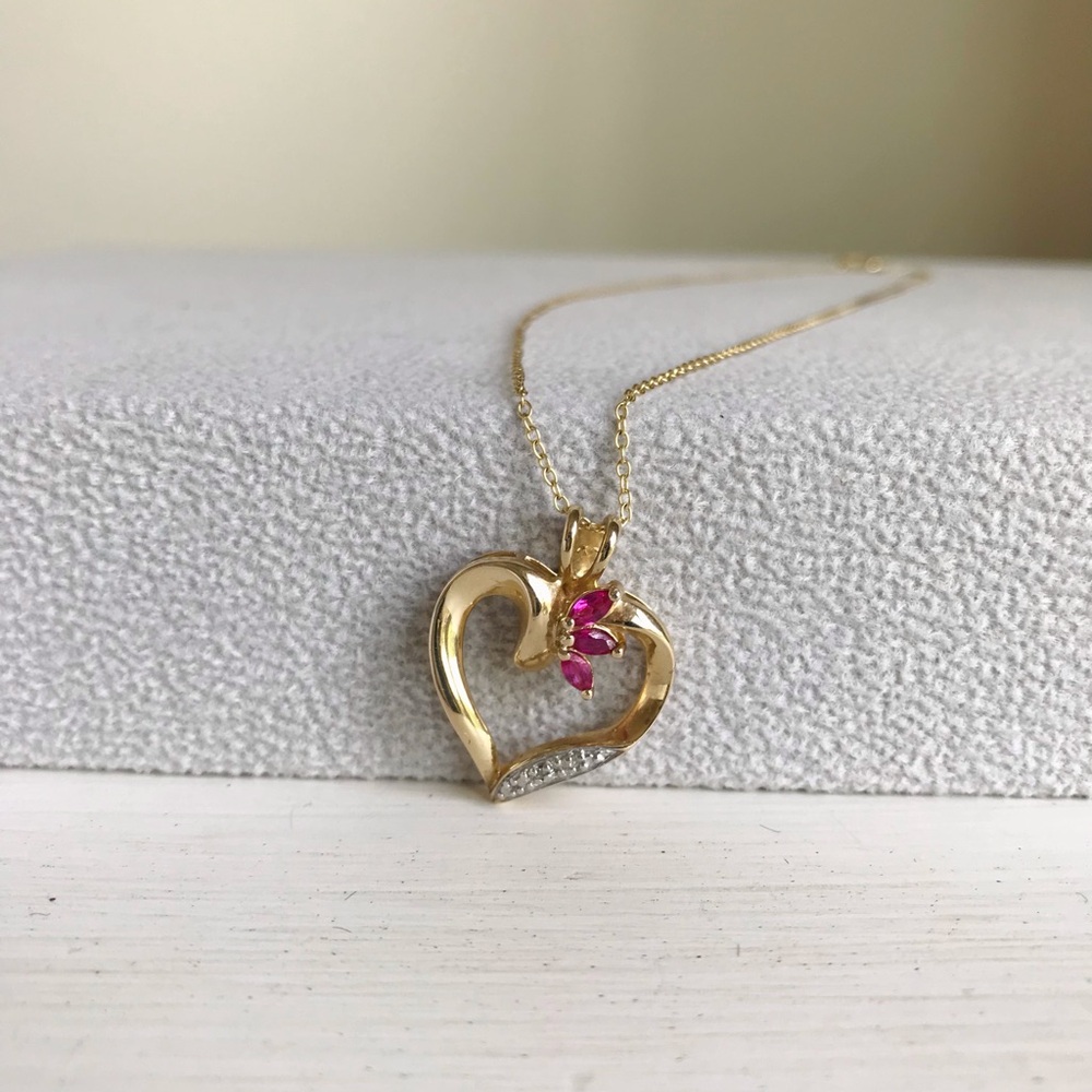 Ross-Simons 925 Gold Tone Over Sterling Silver Heart Pendant Necklace